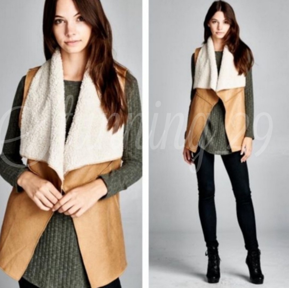 🆕️CAMEL BROWN FAUX FUR SHEARLING VEST